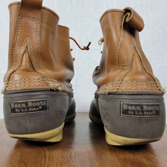 Vintage LL Bean Boots Mens 13 Brown Tan Leather Maine Hunting Duck Boot 8" Ankle - Picture 13 of 16